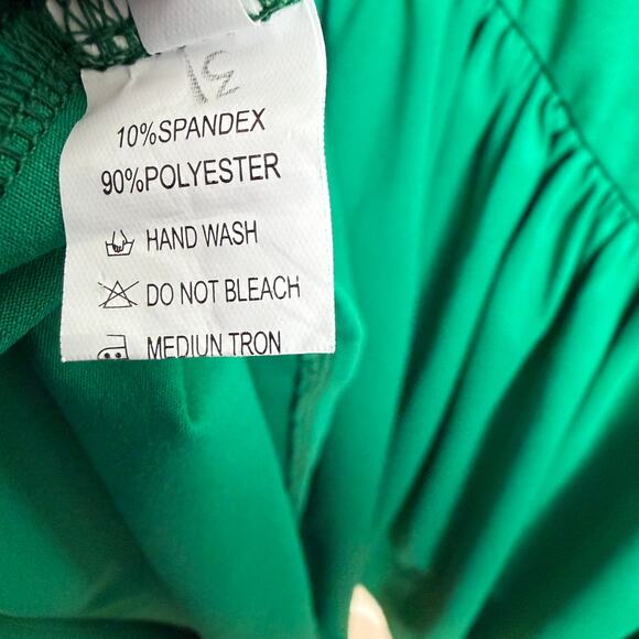 Emerald Green Sleeveless Fit & Flare Dress Tie Back Scoop Stretch Classy Pockets - Picture 9 of 10